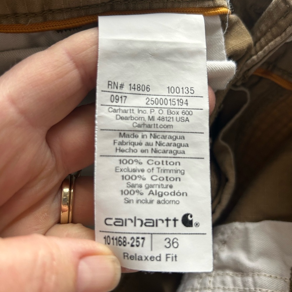 Carhartt Brown Cargo Shorts with Sturdy Material Sz 36 - Picture 4 of 7